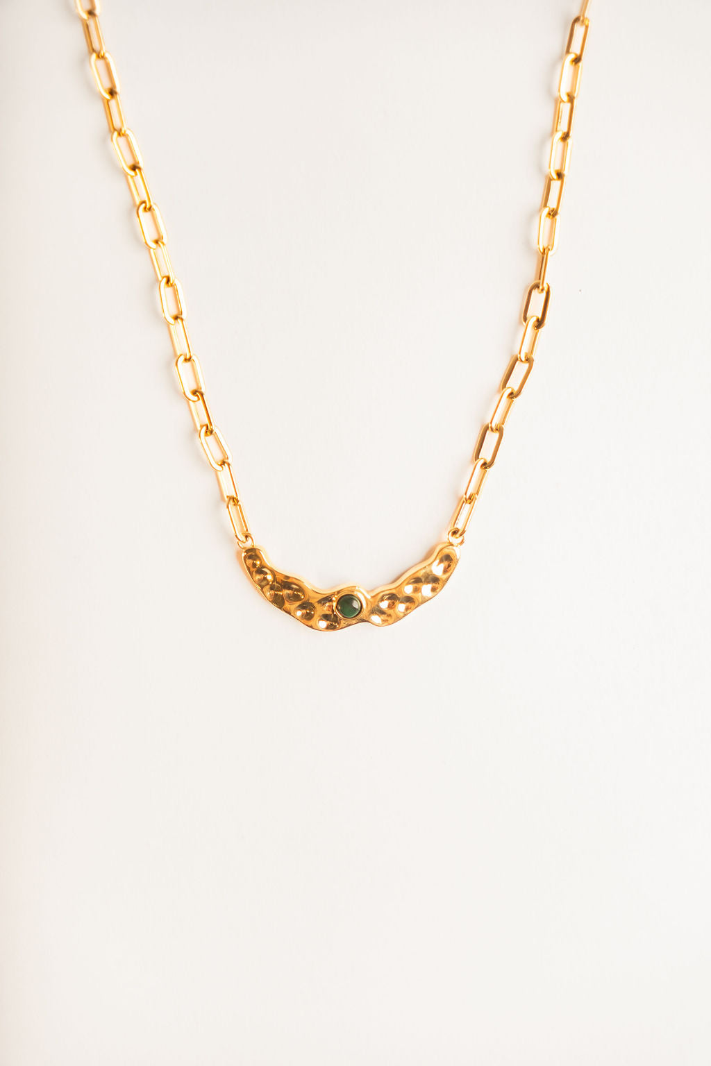 Gold Chain Necklace with Crescent Moon - 18kt