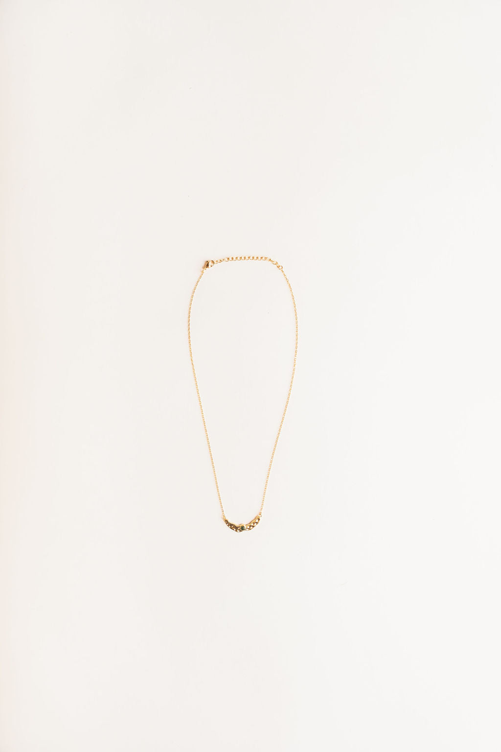 Gold Chain Necklace with Crescent Moon - 18kt