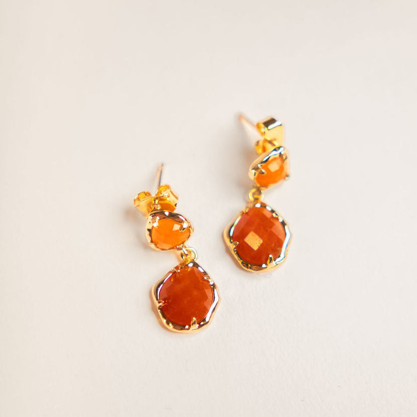 Natural Stone encompassed Earrings - 18kt Gold