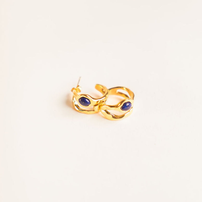 Small Arc Earrings - 18kt Gold Lapis Lazuli